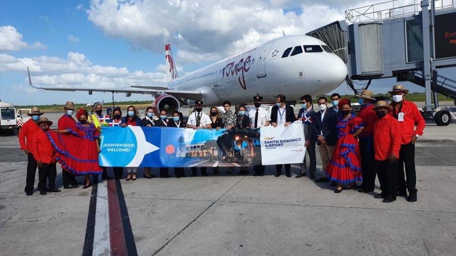 First flight landed at AILA of new Toronto-Santo Domingo route