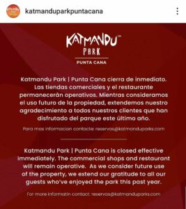 Katmandú Park Punta Cana closes its doors